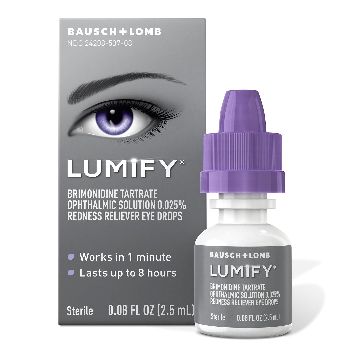 LUMIFY Redness Reliever Eye Drops, For Whiter & Brighter Looking Eyes, 0.08 Fl Oz (2.5 mL)