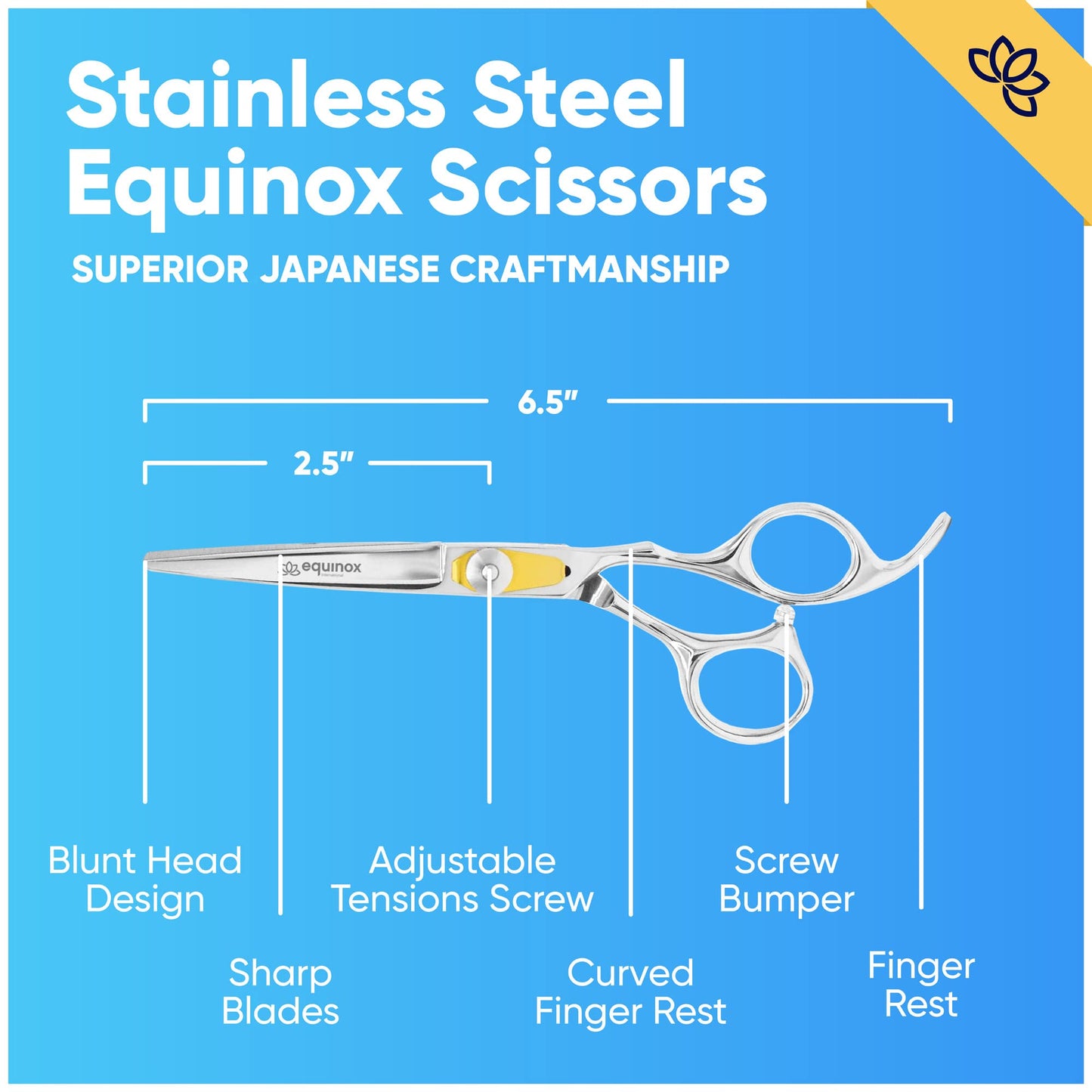 Equinox Razor Edge Series Professional Hair Scissors - 6.5” Premium Japanese Stainless Steel Hair Cutting Scissors, Hair Shears, Hair Razors for Hair Cutting, Barber Accessories & Hair Salon Supplies