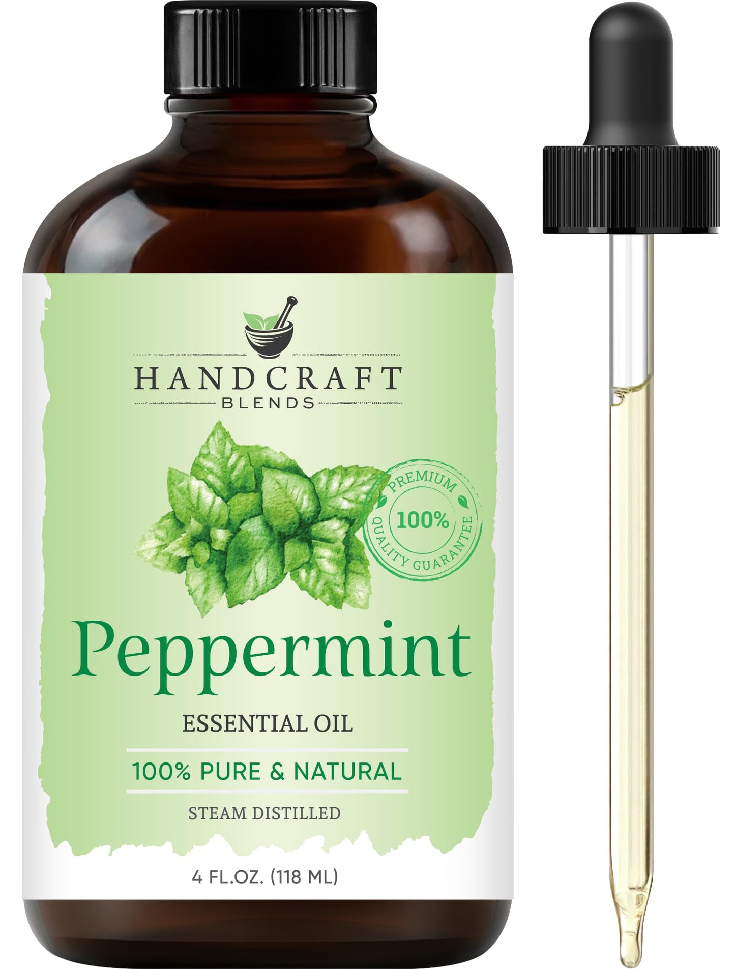 Handcraft Blends Peppermint Essential Oil - Huge 4 Fl Oz - 100% Pure and Natural - Premium Grade Essential Oil for Diffuser and Aromatherapy