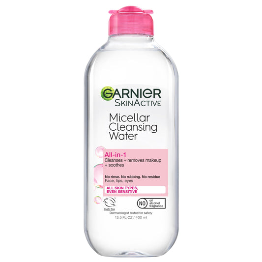 Garnier Micellar Water, Hydrating Facial Cleanser & Makeup Remover, Suitable for Sensitive Skin, Vegan, Cruelty Free, 13.5 Fl Oz (400mL), 1 Count