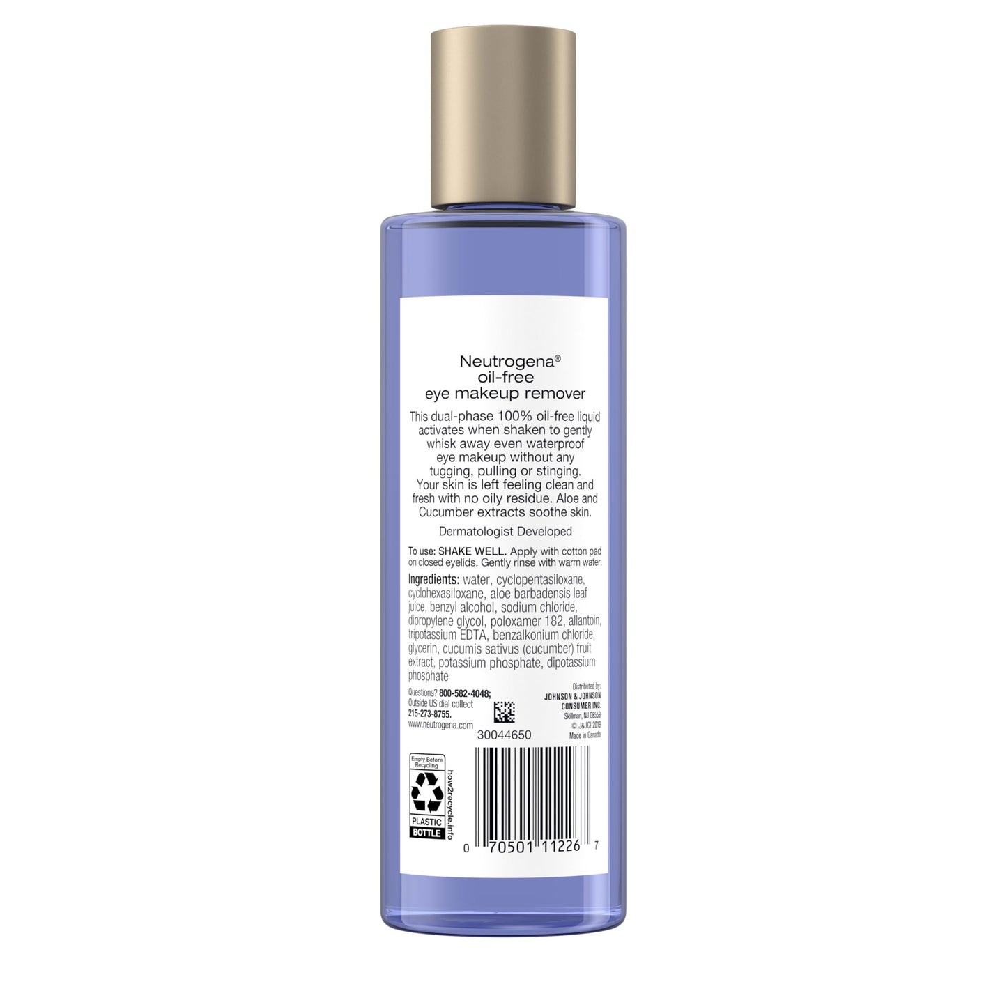 Neutrogena Gentle Oil-Free Eye Makeup Remover & Cleanser for Sensitive Eyes, Non-Greasy Makeup Remover, Waterproof Mascara Remover, Dermatologist & Ophthalmologist Tested, 8 fl. oz