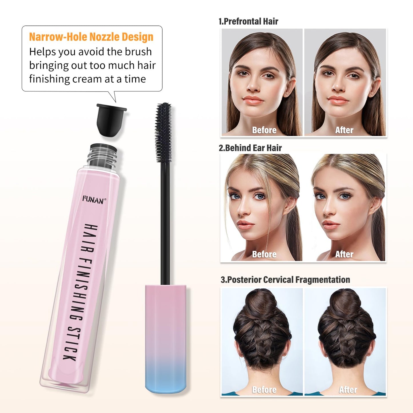 SUOFEIYA 5 Pcs Hair Styling Gels Includes Hair Wax Stick, Hair Finishing Stick, 3 Pcs Hair Styling Comb, Non-Greasy and Non-Sticky