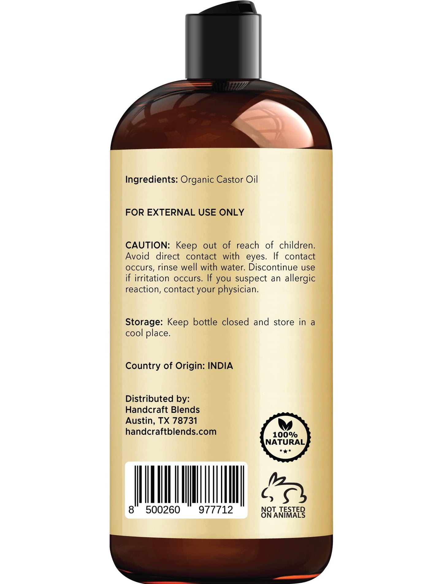 Handcraft Blends Organic Castor Oil - 16 Fl Oz - 100% Pure and Natural - Premium Grade Carrier Oil for Hair Growth, Eyelashes and Eyebrows - Hair and Body - Expeller-Pressed & Hexane-Free