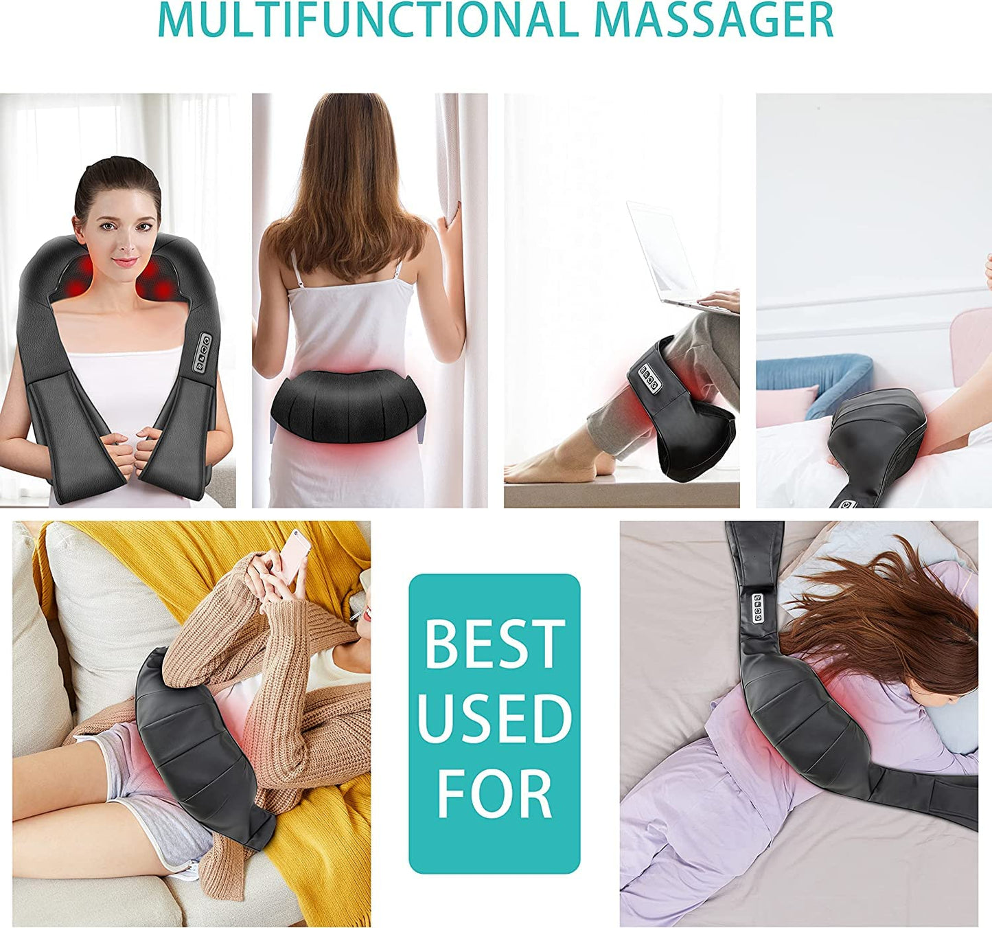 AERLANG Shiatsu Back and Neck Massager, Back Massager Deep Tissue Kneading Massager Neck and Shoulder Massager with Heat, Electric 4D Massage Pillow Fathers Day Dad Gifts from Daughter(NOT Cordless)