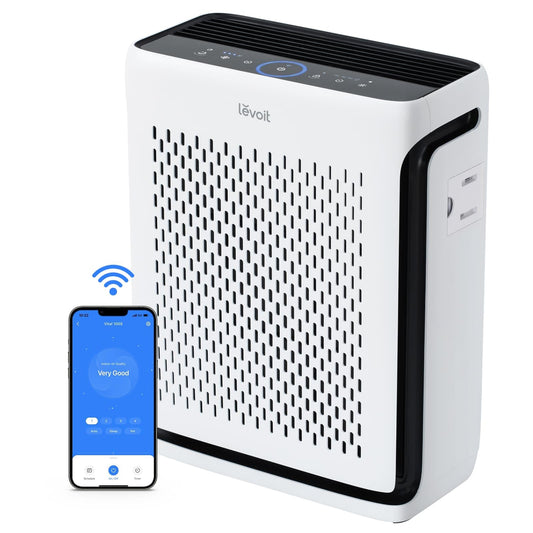 LEVOIT Air Purifier for Home Large Room Bedroom Up to 1110 Ft² with Air Quality Monitor, Smart WiFi, Washable Pre-Filter, HEPA Sleep Mode for Pets, Allergies, Dust, Pollen, Vital 100S-P, White