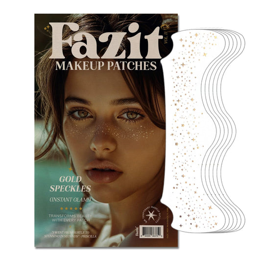 Fazit Makeup Patches - Gold - Face Glitter Makeup Speckles - Glow Up Makeup Patches - Face Glitter Speckles Patches - Cute Glitter Makeup Accessories for Women - Cosmetic Glitter for Face - 6 Count