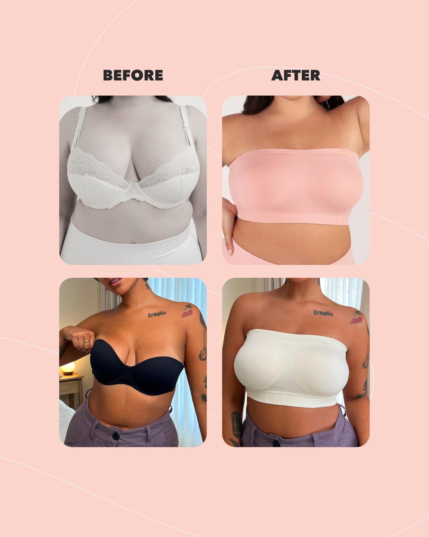 SHAPERMINT Strapless Bra - Bandeau top, Strapless Bras for Women, Plus Size Lingerie for Women, Free Clear Bra Straps