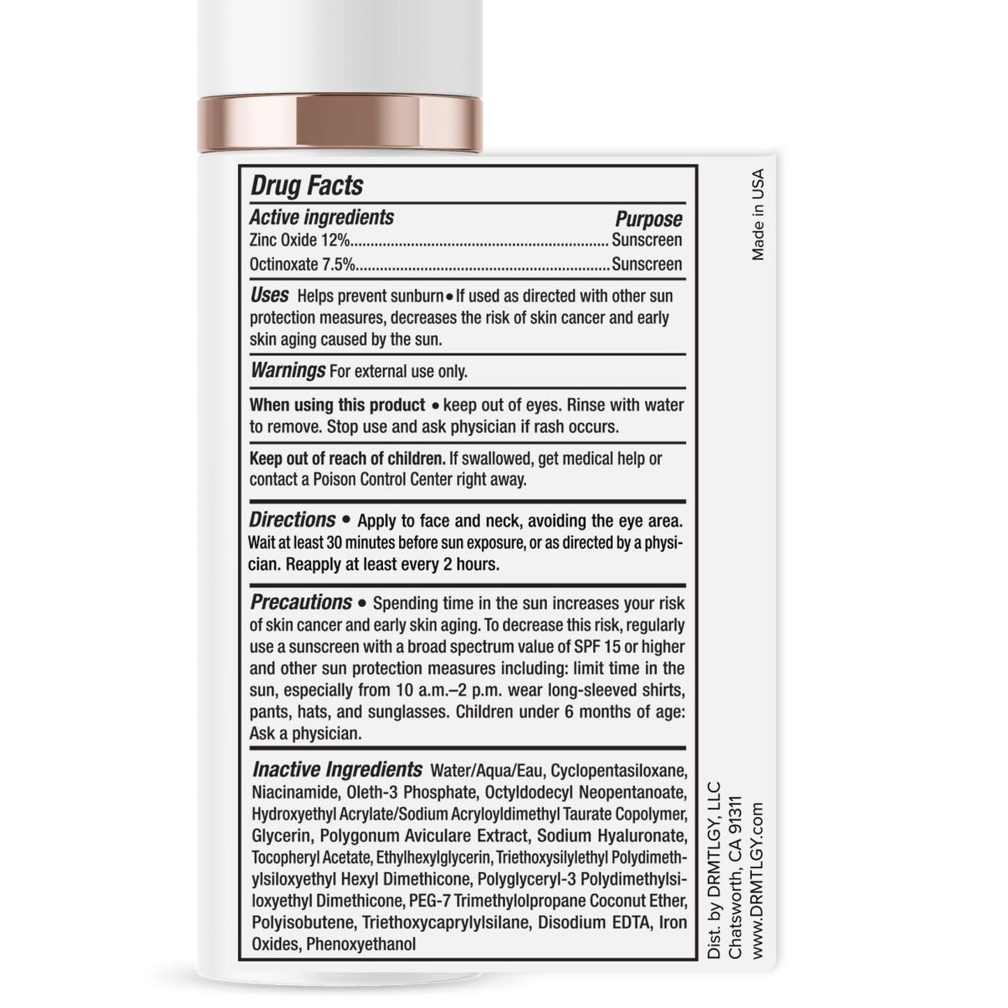 DRMTLGY Anti-Aging Tinted Moisturizer SPF 46 – Sheer Face Sunscreen & Lightweight Makeup with Broad Spectrum UV Protection – Hydrating Skin Care & Face Moisturizer – FSA HSA Eligible (1.7 oz)