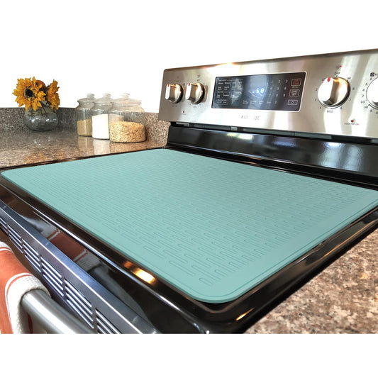 Stove Top Cover for Electric Stove - Silicone Stove Mat for Glass Top Stove, Glass Cooktop Protector, XL Dish Drying Mats For Kitchen, Range Covers for Electric Stove (Aqua,28x20)