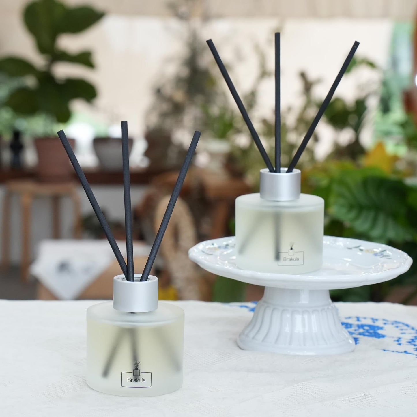 2 Packs Reed Diffuser Set- Bamboo & White Tea Scented Home Fragrance, 16 Diffuser Sticks for Bathroom, Living Room, Home Decor & Office Decor