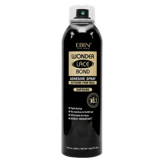 EBIN NEW YORK Wonder Lace Bond Adhesive Spray Supreme - Extreme Firm Hold 6.08oz/ 180mL | Supreme Use, Fast Drying, No Residue, No Build-up, Powerful Hold, All-Day Hold, Easy Daily Wig Install