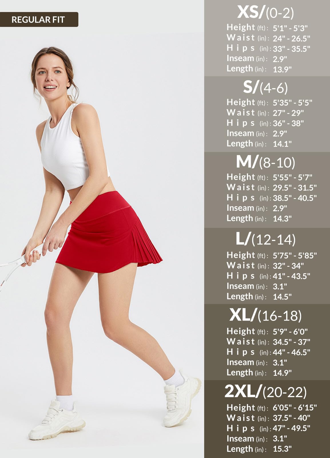 BALEAF Women's Pleated Tennis Skirts High Waisted Lightweight Athletic Golf Skorts Skirts with Shorts Pockets Red Small