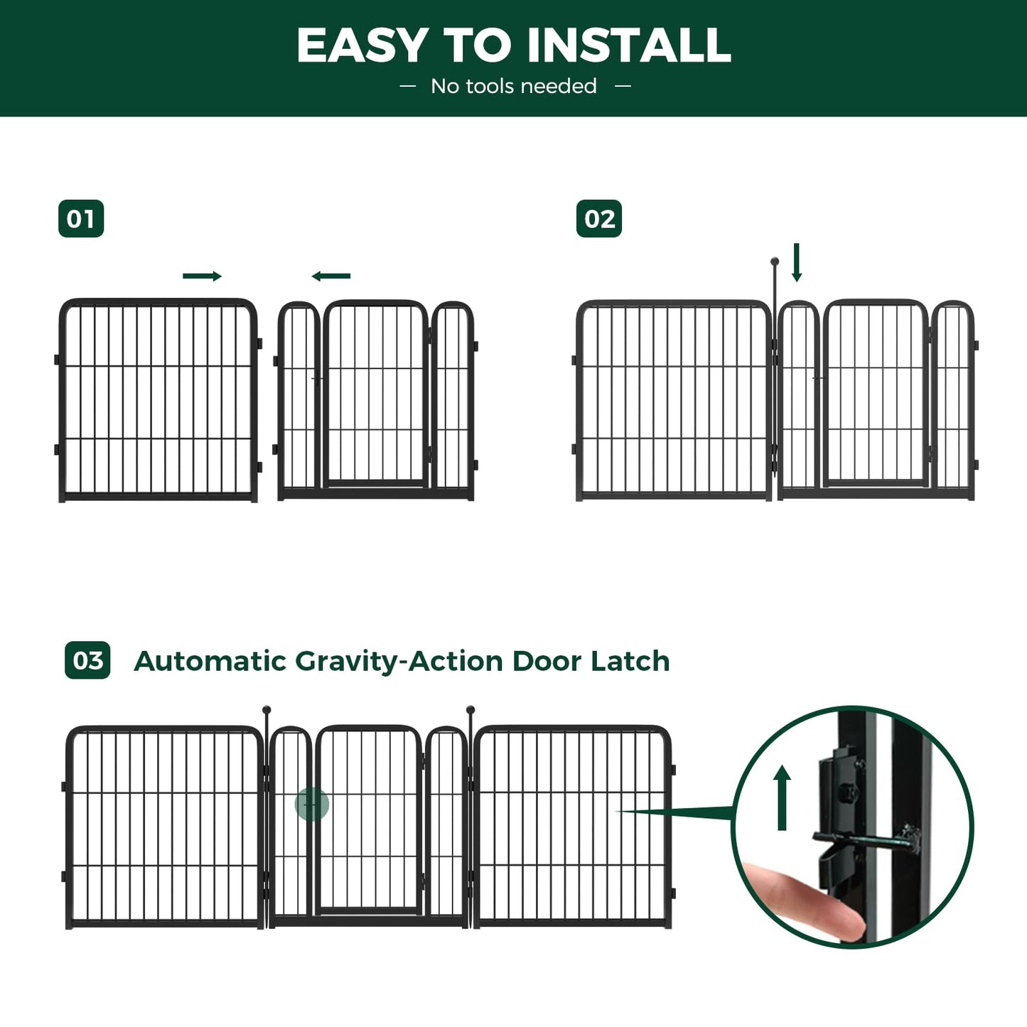 FXW Rollick Dog Playpen for Yard, RV Camping, 24 inch 8 Panels for Puppy and Small Dogs│Patented