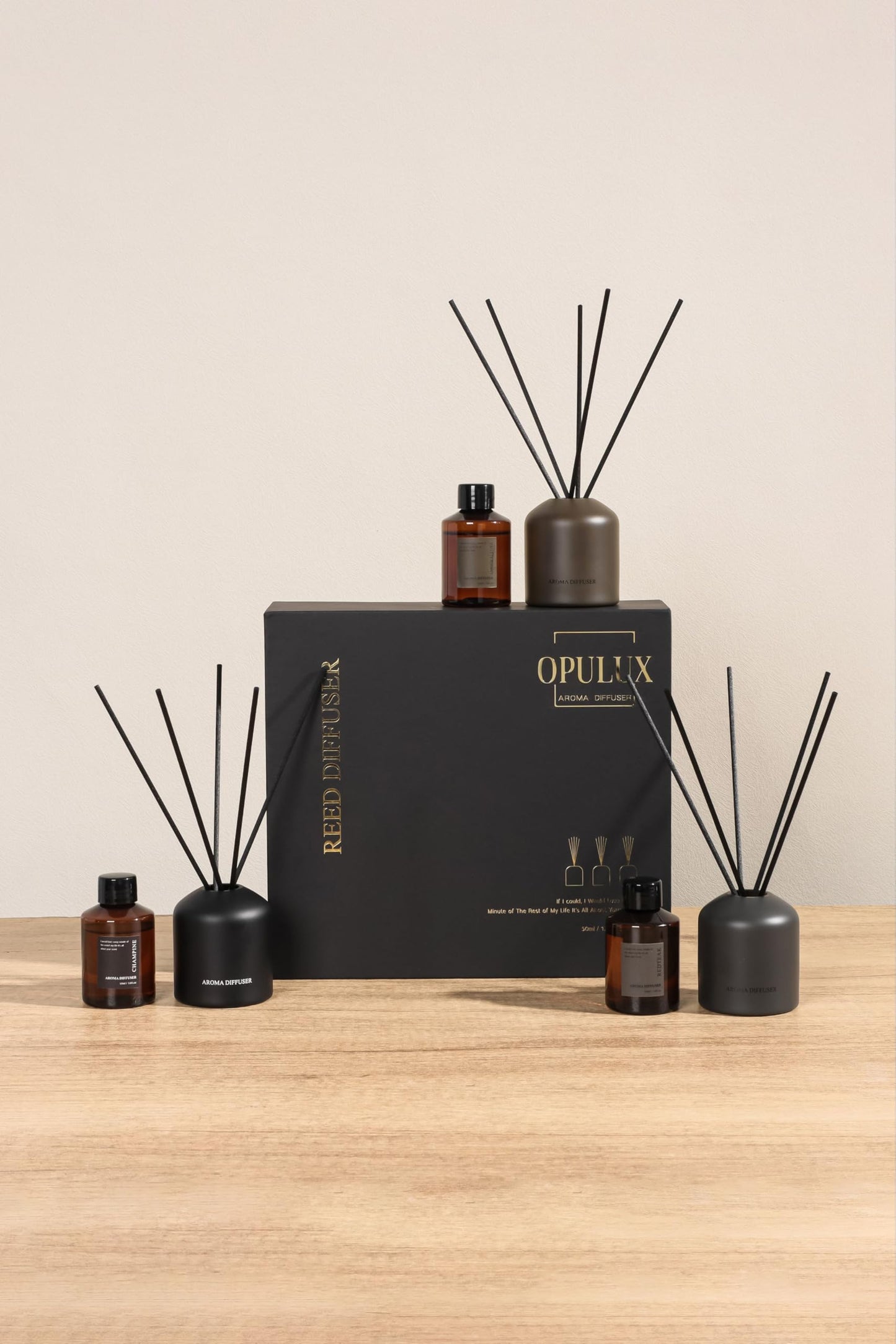 OPULUX Reed Diffuser Set 3 Pack 5oz Aromatherapy Gift Set, Home Decor,Bathroom Accessories,House Warming Gifts New Home,Air Freshener,Apartment,Aroma Diffuser, Bedroom Accessories,Bathroom Decor