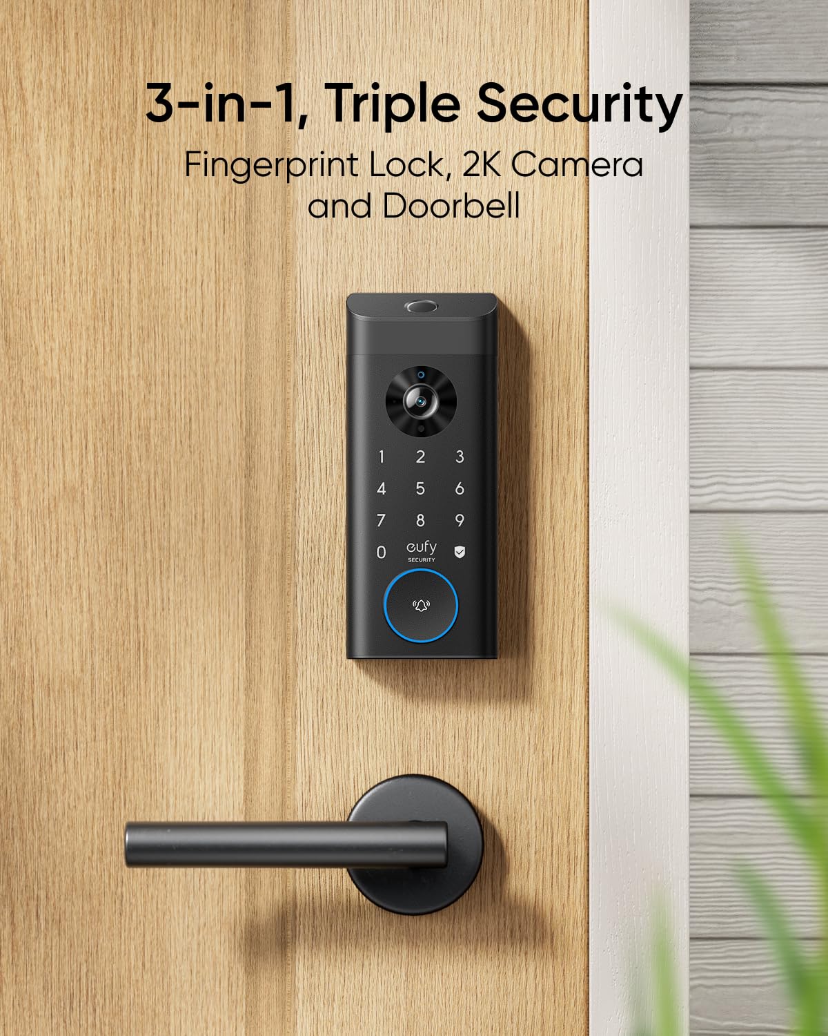 eufy Security Video Smart Lock E330, 3-in-1 Camera+Doorbell+Fingerprint Keyless Entry Door Lock, Smart Built-in Wi-Fi Deadbolt for Front Door, Auto Lock, App Remote Control, Easy Installation