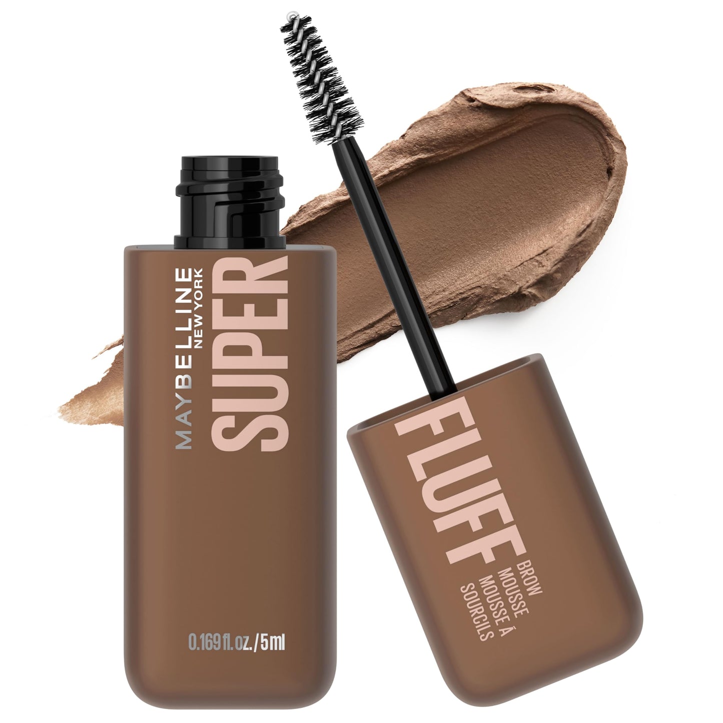 Maybelline Superfluff Volumizing Brow Mousse, All Day Tinted Brow Gel For Soft Full Brows, Soft Brown, 1 Count