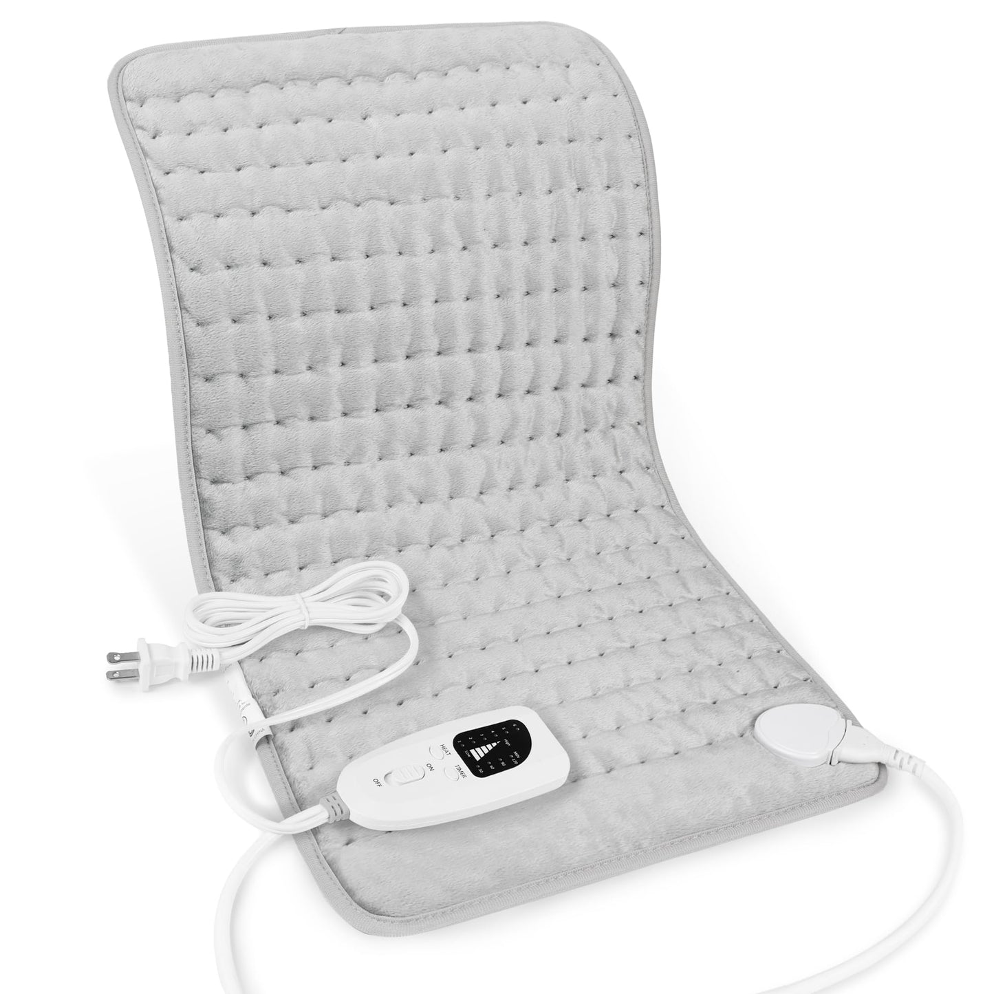 Electric Heating Pads,Heating Pads for Back,Shoulder,Hot Pad for Neck and Arms,Abdomen,Moist Heated Pad for Legs and Knee,Auto Shut Off(Light Gray, 24''×12'')