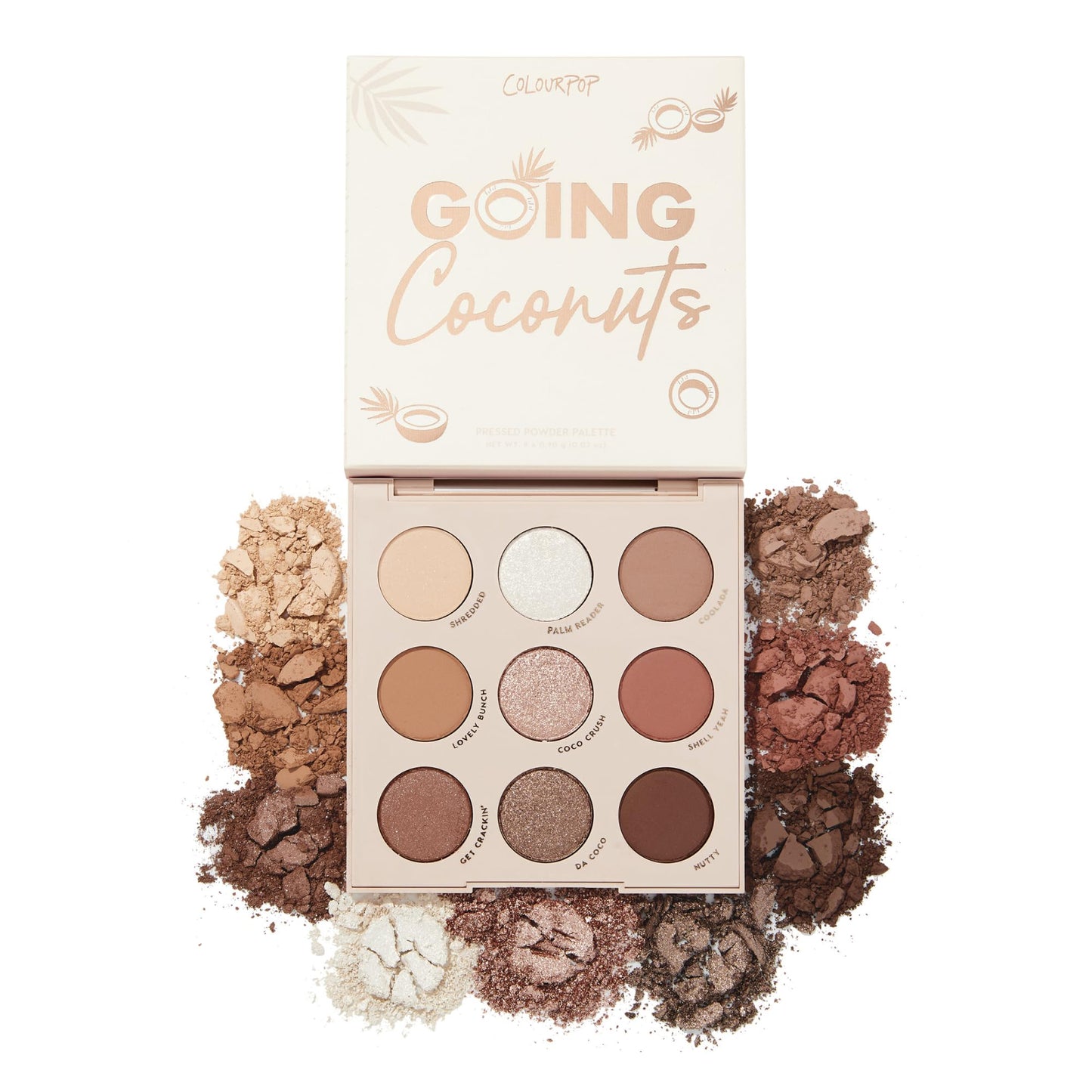 ColourPop Going Coconuts Eyeshadow Palette - Cool-Toned Neutral Eyeshadow Palette with Ultra-Velvety and Silky Finishes - High-Pigment Eye Makeup with a Long-Wearing Formula (0.3 oz)