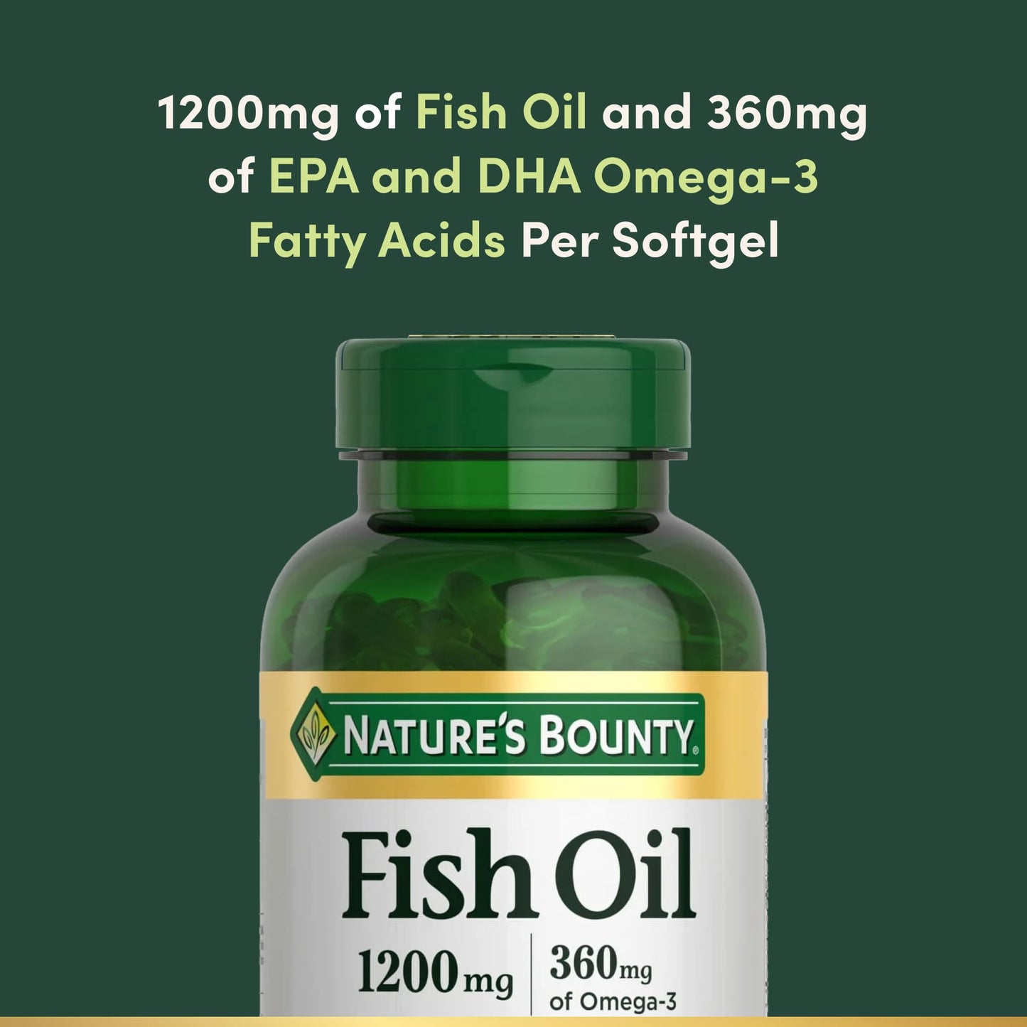 Nature's Bounty Fish Oil, Supports Heart Health, 1200 Mg, 360 Mg Omega-3, Rapid Release Softgels, 200 Ct