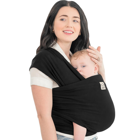 KeaBabies Baby Wrap Carrier - All in 1 Original Baby Carrier Newborn to Toddler Sling, Easy to Wear, Hands Free Bonding, Lightweight, Breathable Infant Wraps (Trendy Black)