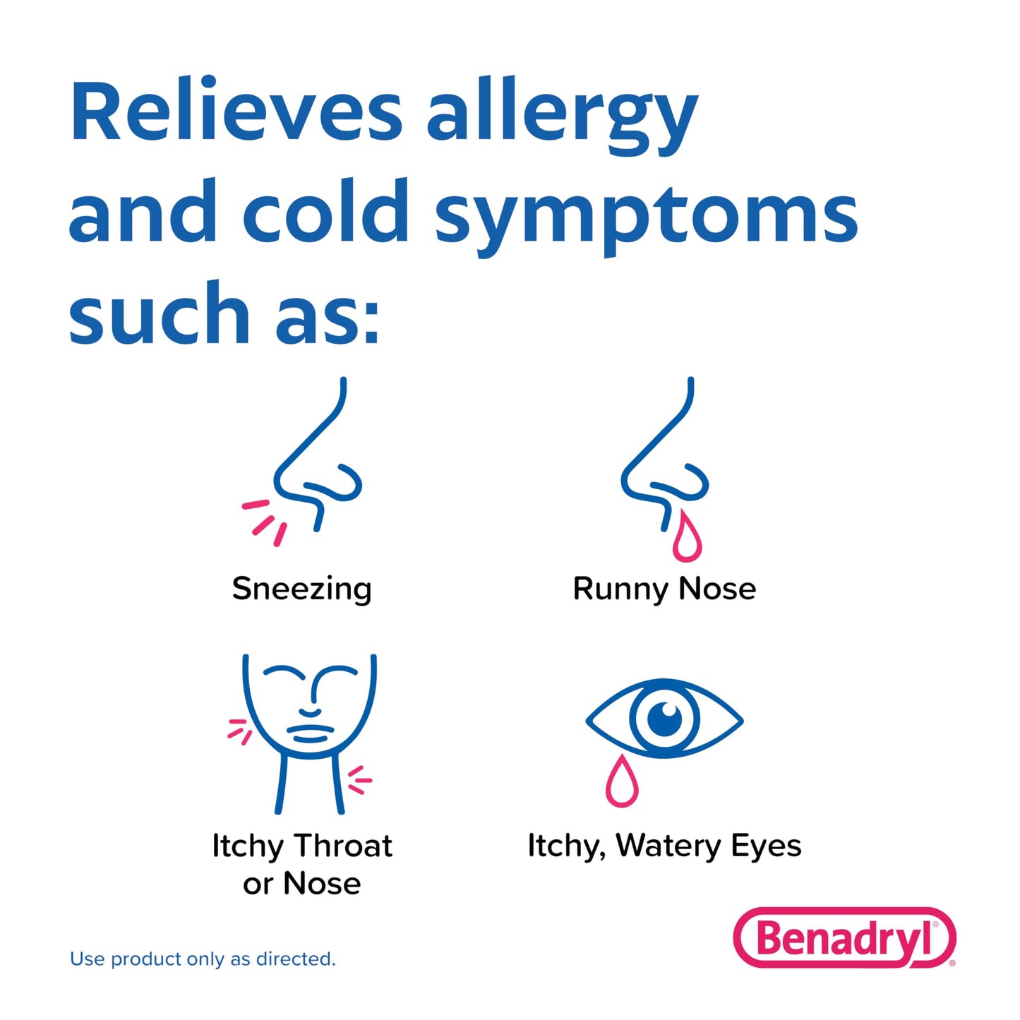 Benadryl Ultratabs Antihistamine Allergy Relief Medicine, Diphenhydramine HCl Tablets for Relief of Cold & Allergy Symptoms Such as Sneezing, Runny Nose, & Itchy Eyes & Throat, 100 ct