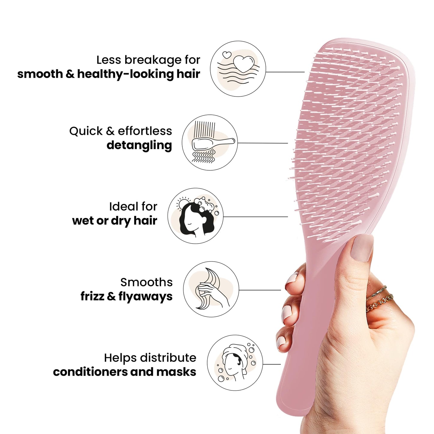 Tangle Teezer Ultimate Detangler Hairbrush for Wet & Dry Hair, Eliminates Knots & Reduces Breakage for All Hair Types, Millennial Pink