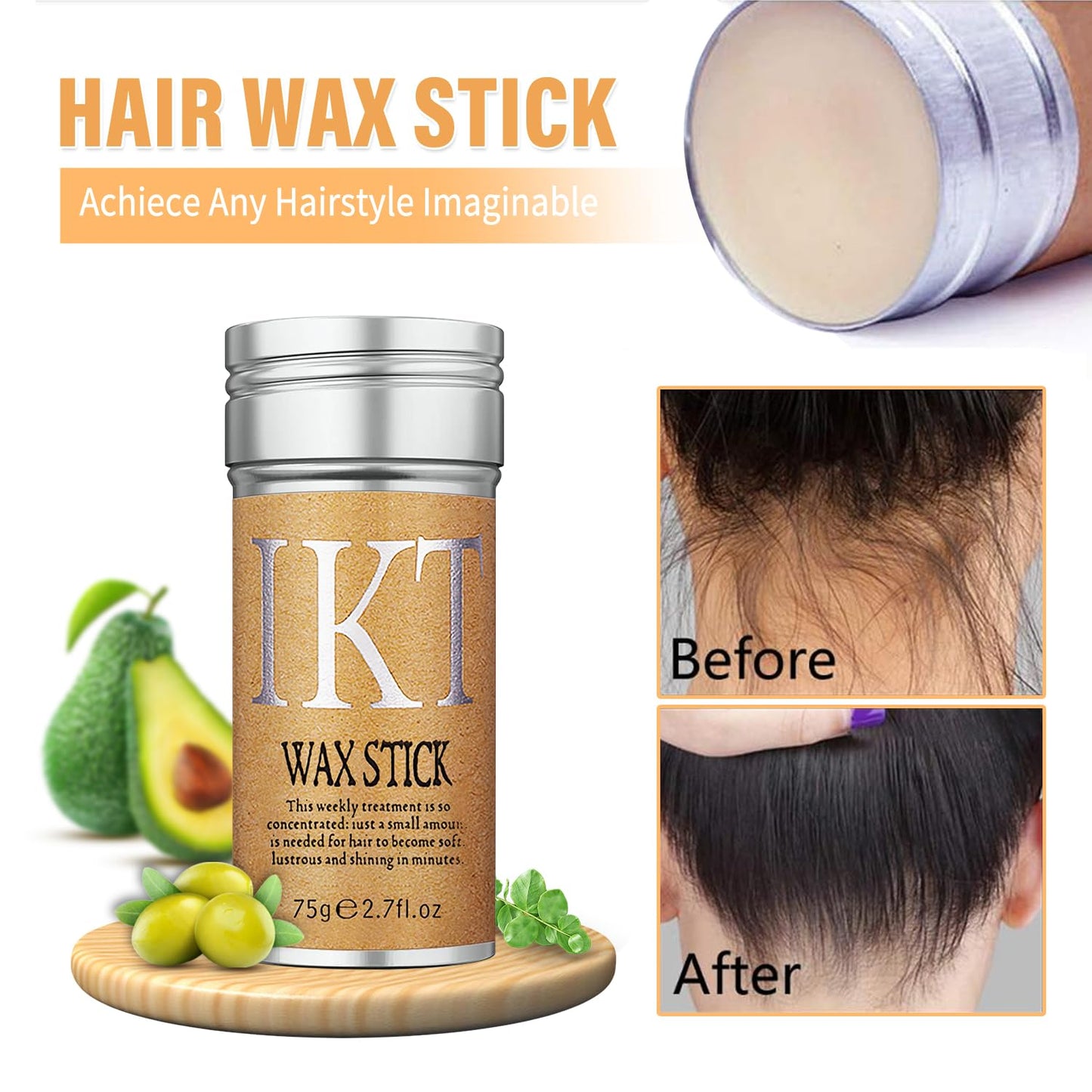 SUOFEIYA 5 Pcs Hair Styling Gels Includes Hair Wax Stick, Hair Finishing Stick, 3 Pcs Hair Styling Comb, Non-Greasy and Non-Sticky