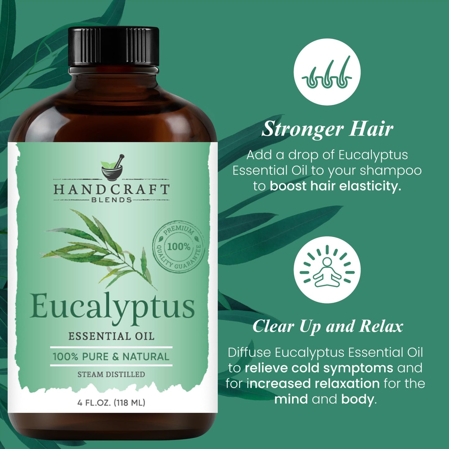 Handcraft Blends Eucalyptus Essential Oil - Huge 4 Fl Oz - 100% Pure and Natural - Premium Grade Essential Oil for Diffuser and Aromatherapy