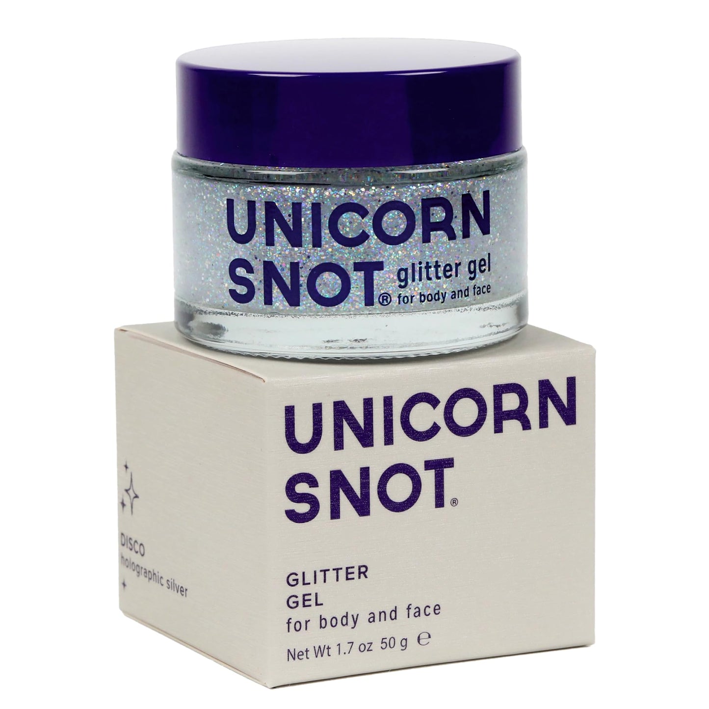 Unicorn Snot Face & Body Glitter - Cosmetic-Grade Holographic Glitter Gel - Makeup for Festivals, Raves, Anime Cosplay - Safe for Face, Easy Application & Removal, 1.7oz Silver (Disco)