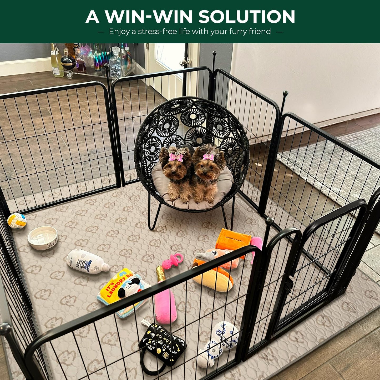 FXW Rollick Dog Playpen for Yard, RV Camping, 24 inch 8 Panels for Puppy and Small Dogs│Patented