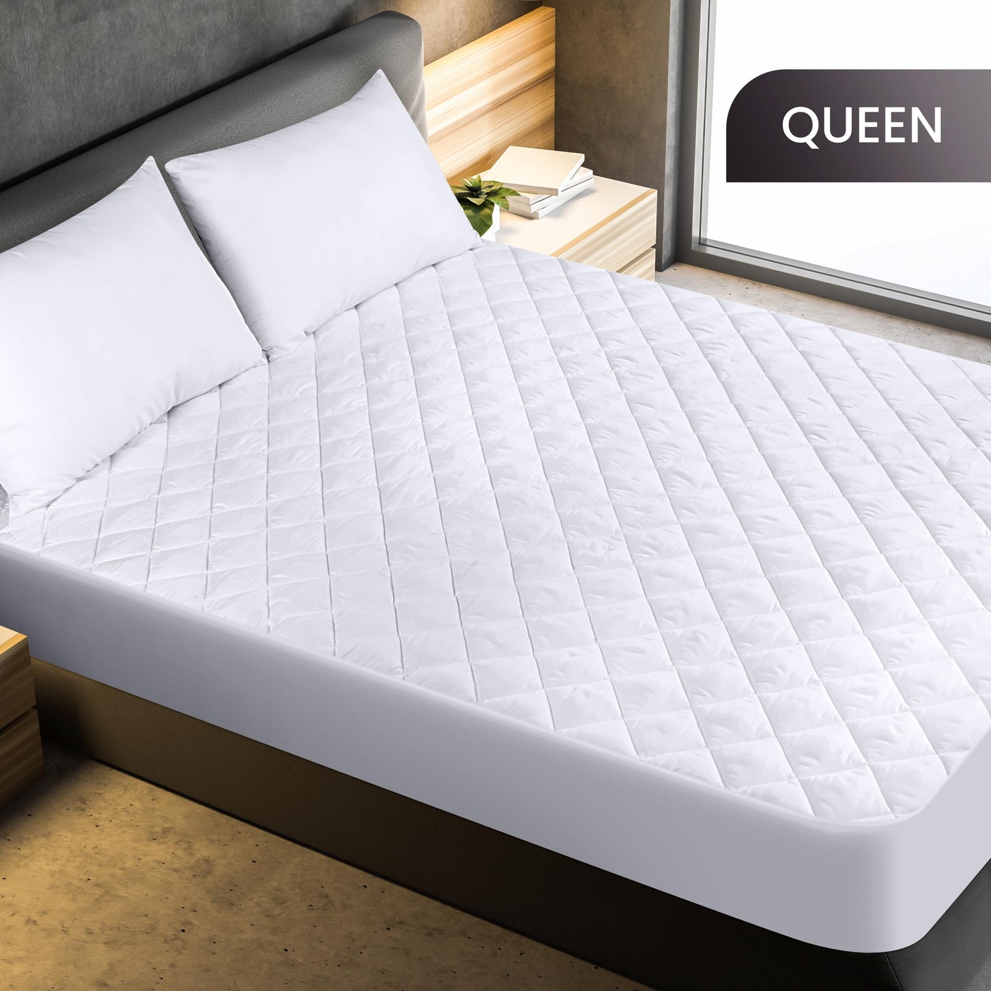 Utopia Bedding Quilted Fitted Mattress Pad, Queen Size, Elastic Fitted Mattress Topper Protector and Cover Stretches up to 16 Inches Deep, Machine Washable (White)