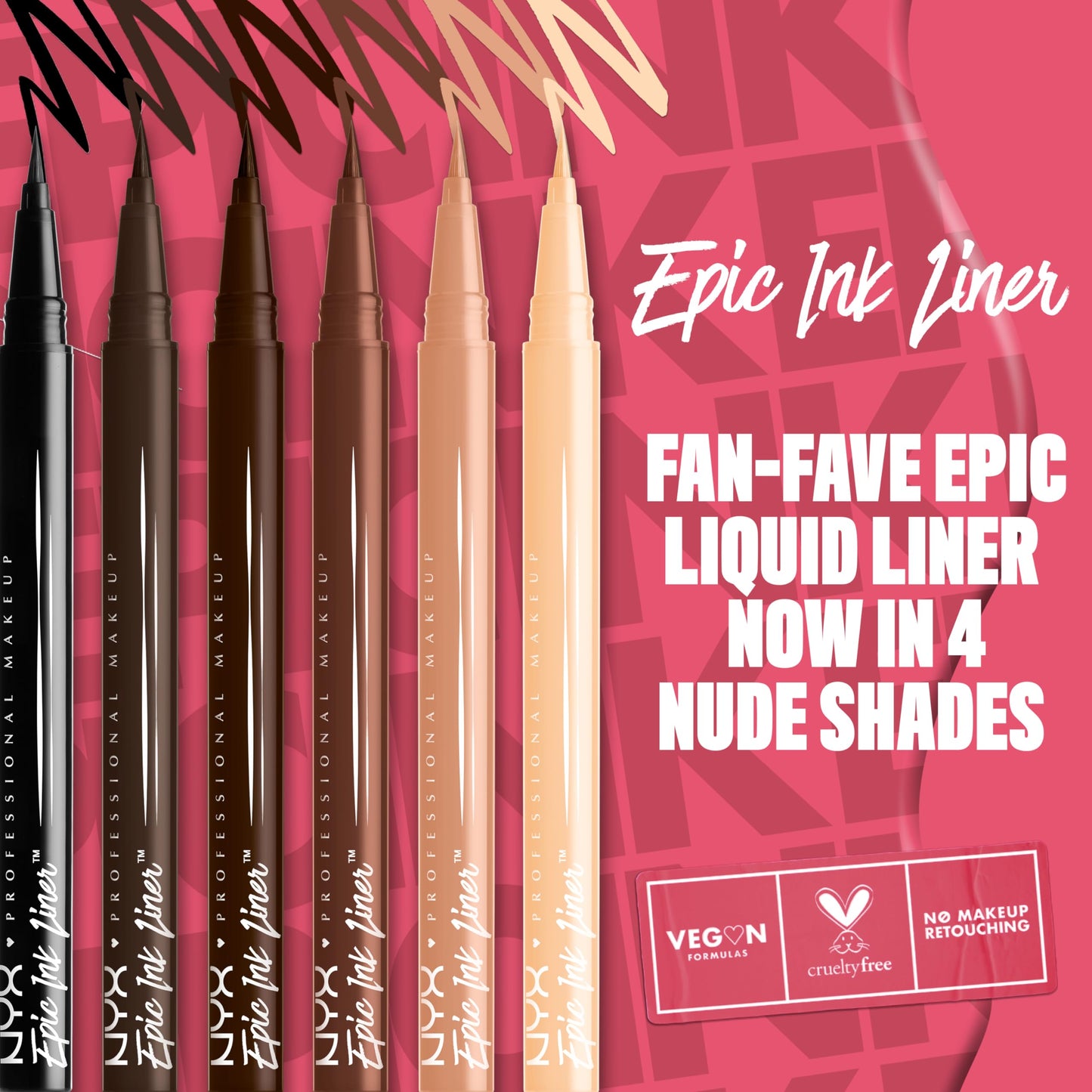 NYX PROFESSIONAL MAKEUP Epic Ink Liner, Waterproof Liquid Eyeliner - Black, Vegan Formula