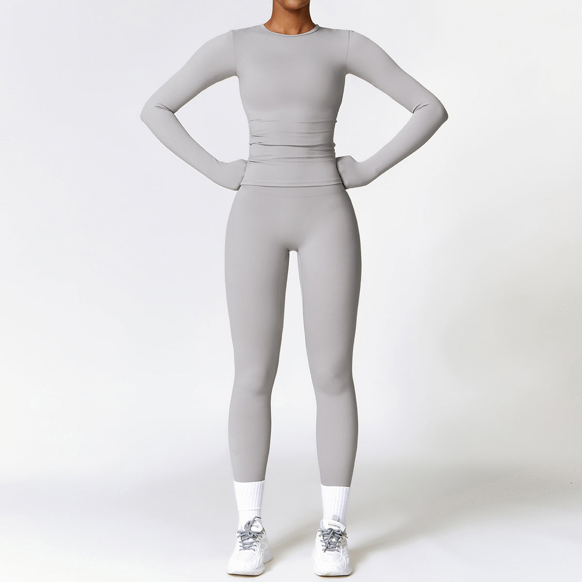 Combinaison de yoga moulante brossée Vêtements de fitness à séchage rapide Survêtements de fitness à manches longues Combinaison de sport Haut de sport Leggings taille haute Ensembles pour femmes Ensemble de yoga