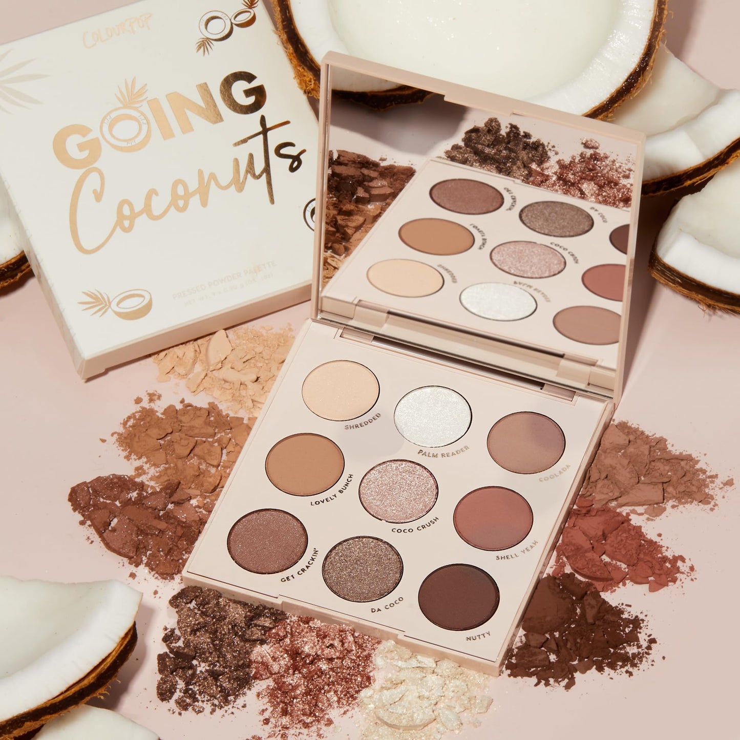 ColourPop Going Coconuts Eyeshadow Palette - Cool-Toned Neutral Eyeshadow Palette with Ultra-Velvety and Silky Finishes - High-Pigment Eye Makeup with a Long-Wearing Formula (0.3 oz)