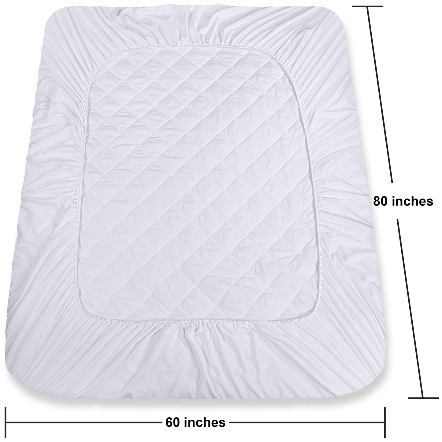 Utopia Bedding Quilted Fitted Mattress Pad, Queen Size, Elastic Fitted Mattress Topper Protector and Cover Stretches up to 16 Inches Deep, Machine Washable (White)