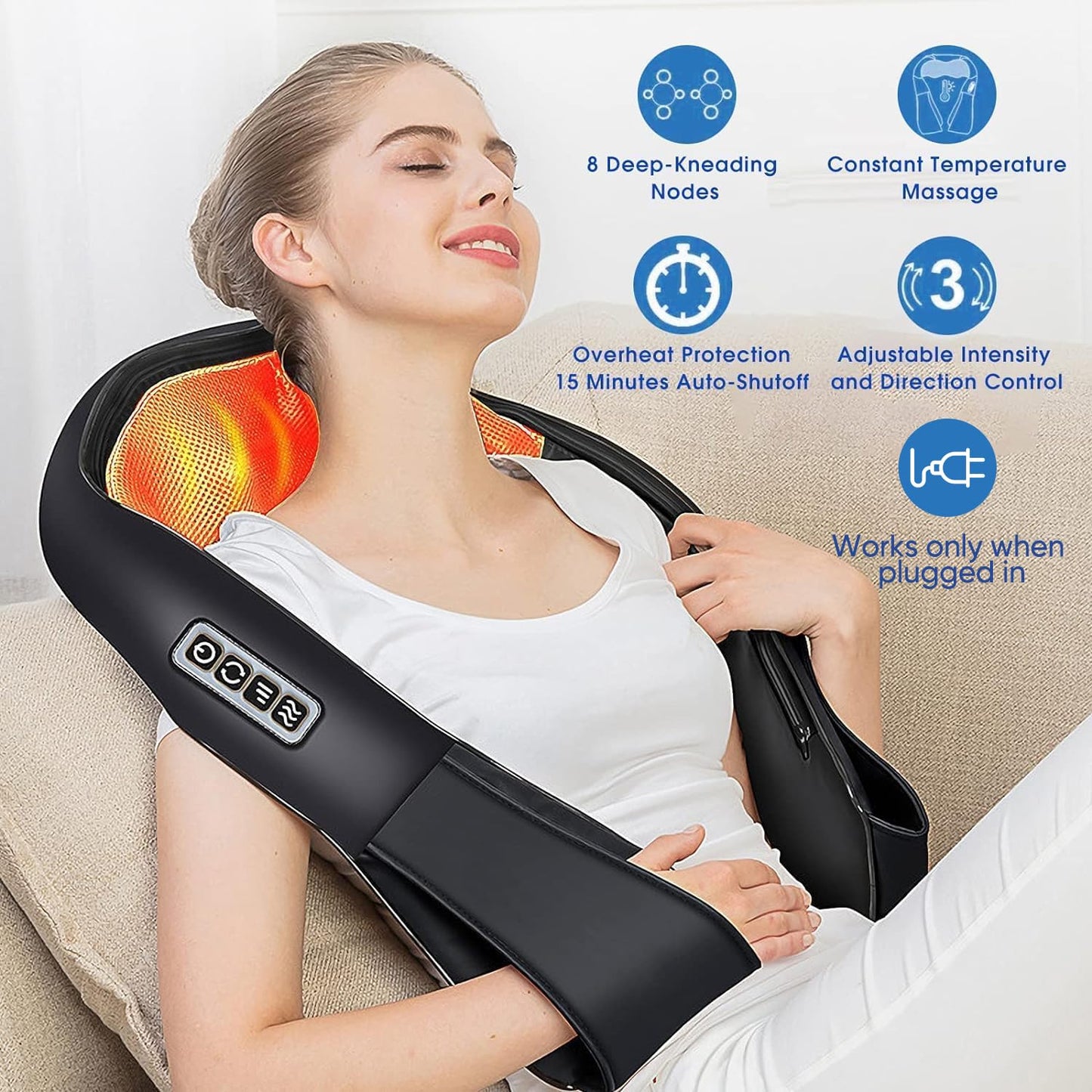 AERLANG Shiatsu Back and Neck Massager, Back Massager Deep Tissue Kneading Massager Neck and Shoulder Massager with Heat, Electric 4D Massage Pillow Fathers Day Dad Gifts from Daughter(NOT Cordless)