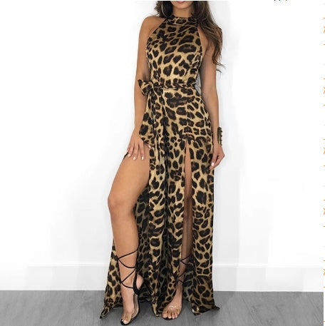 High waist leopard jumpsuit