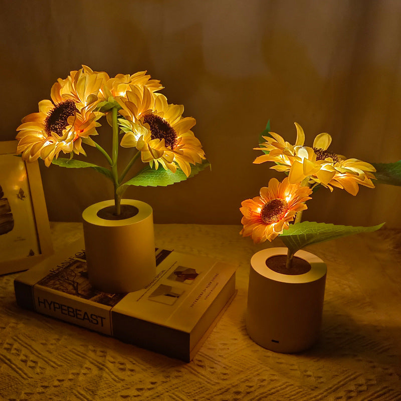 Wiederaufladbare Sonnenblumen-LED-Simulations-Nachtlicht-Tischlampe, Simulationsblumen, dekorative Schreibtischlampe für Restaurant, Hotel, Hochzeitsgeschenk