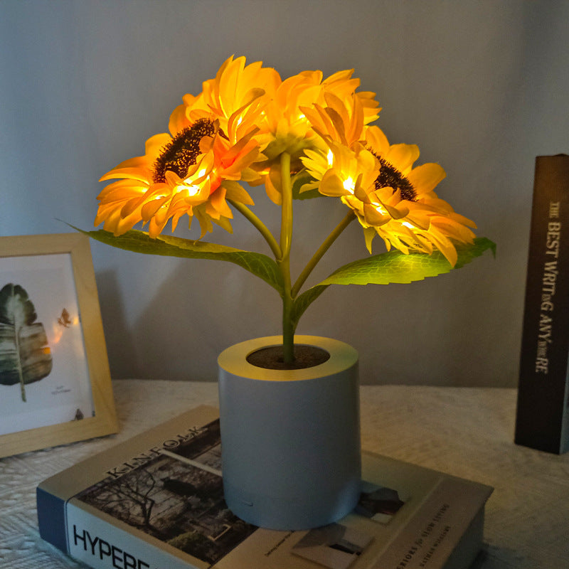 Wiederaufladbare Sonnenblumen-LED-Simulations-Nachtlicht-Tischlampe, Simulationsblumen, dekorative Schreibtischlampe für Restaurant, Hotel, Hochzeitsgeschenk