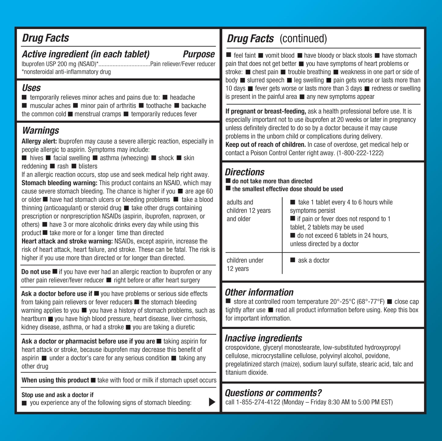 Amazon Basic Care Ibuprofen Tablets 200 mg, Pain Reliever/Fever Reducer, Body Aches, Headache, Arthritis Pain Relief and More, 500 Count (Packaging may vary)