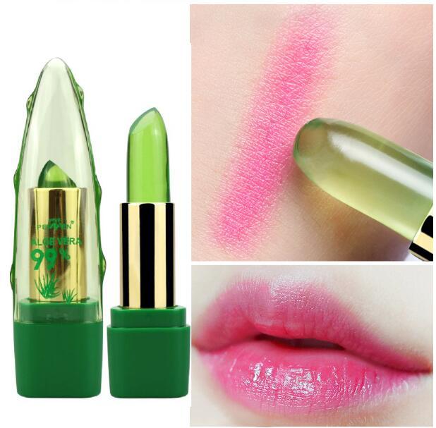 Aloe Vera Gel Farbwechsel Lippenstift Gloss Feuchtigkeitscreme Anti-Trocknung Entsalzung Feinkörnige Lip Blam Pflege