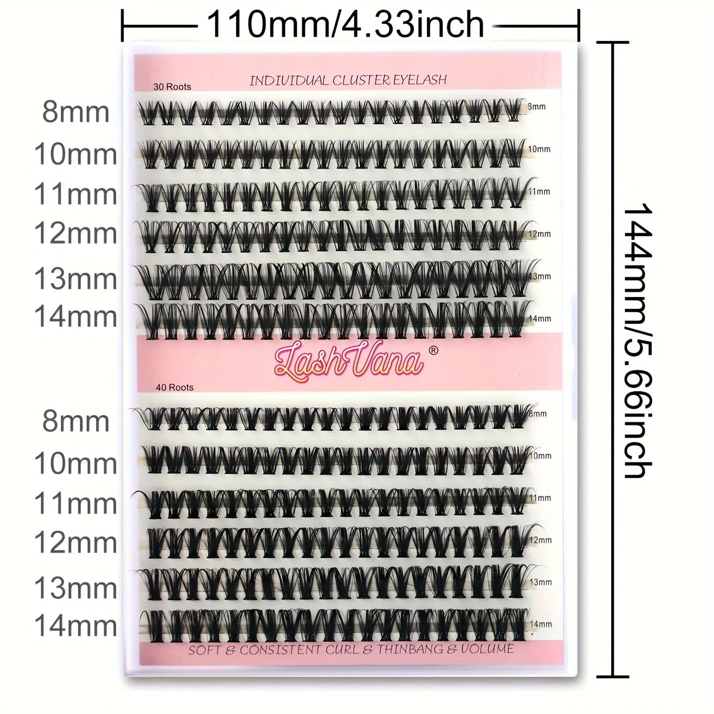 Kit d'extension de cils DIY - 240 cils groupés avec colle et joint 