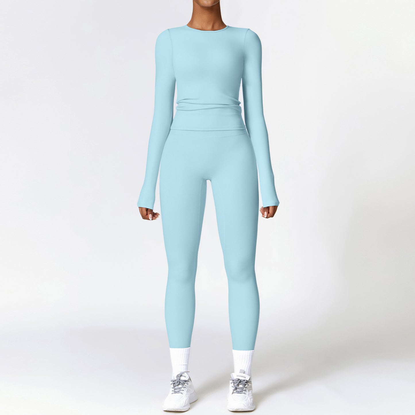 Combinaison de yoga moulante brossée Vêtements de fitness à séchage rapide Survêtements de fitness à manches longues Combinaison de sport Haut de sport Leggings taille haute Ensembles pour femmes Ensemble de yoga