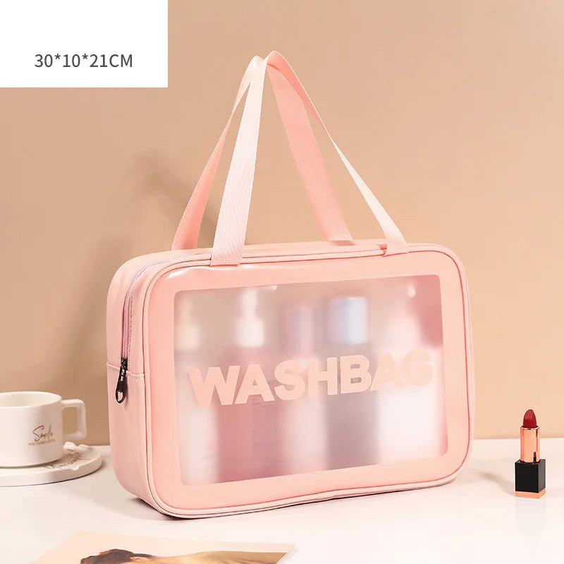 Ensemble de trousse de maquillage et de toilette transparente