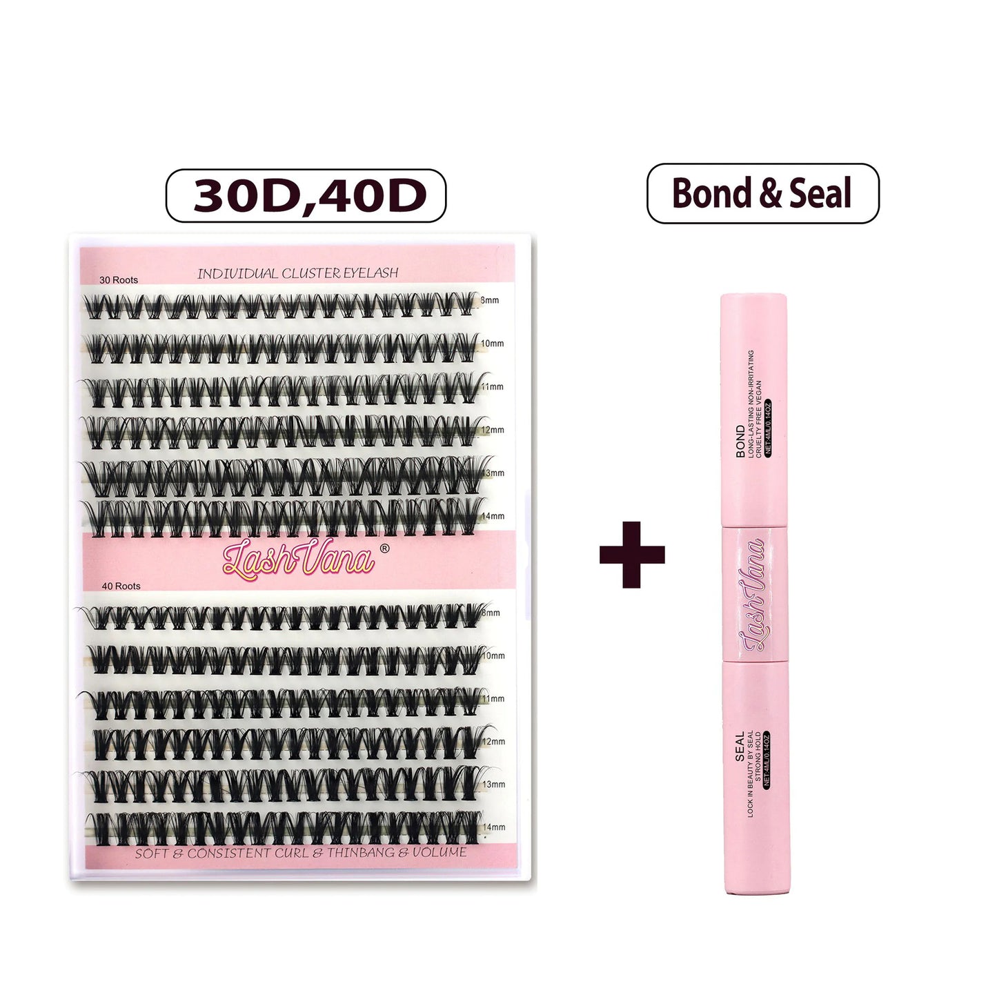 Kit d'extension de cils DIY - 240 cils groupés avec colle et joint 