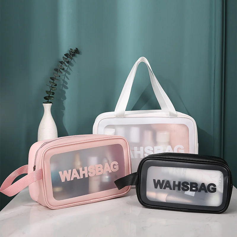 Ensemble de trousse de maquillage et de toilette transparente