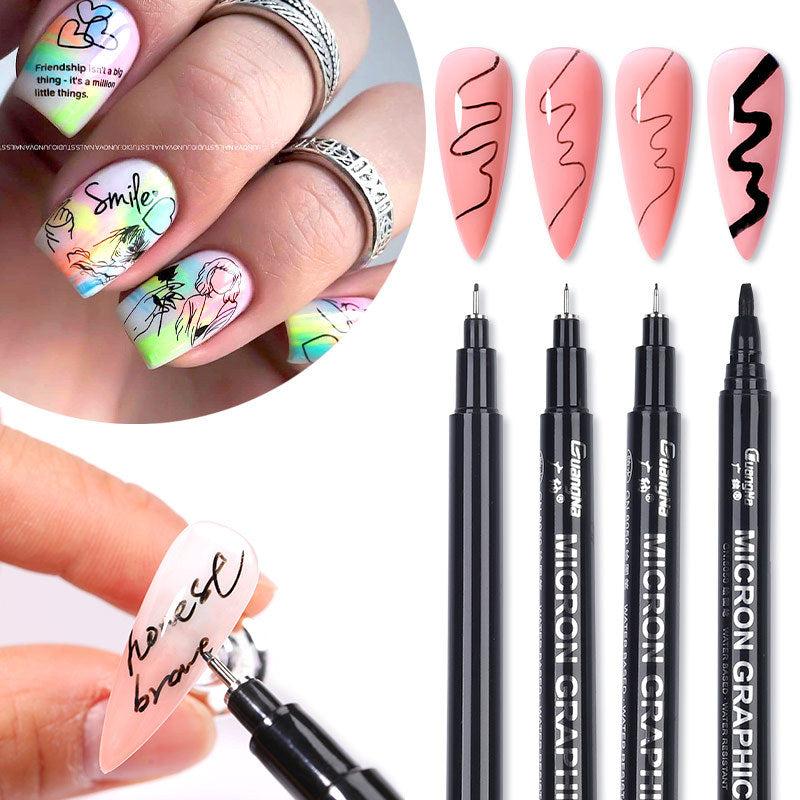 Nail Brush 3D Fluoresent Marker Graffiti Pen Drawing Nail Painting Pen