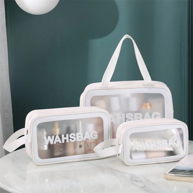 Ensemble de trousse de maquillage et de toilette transparente