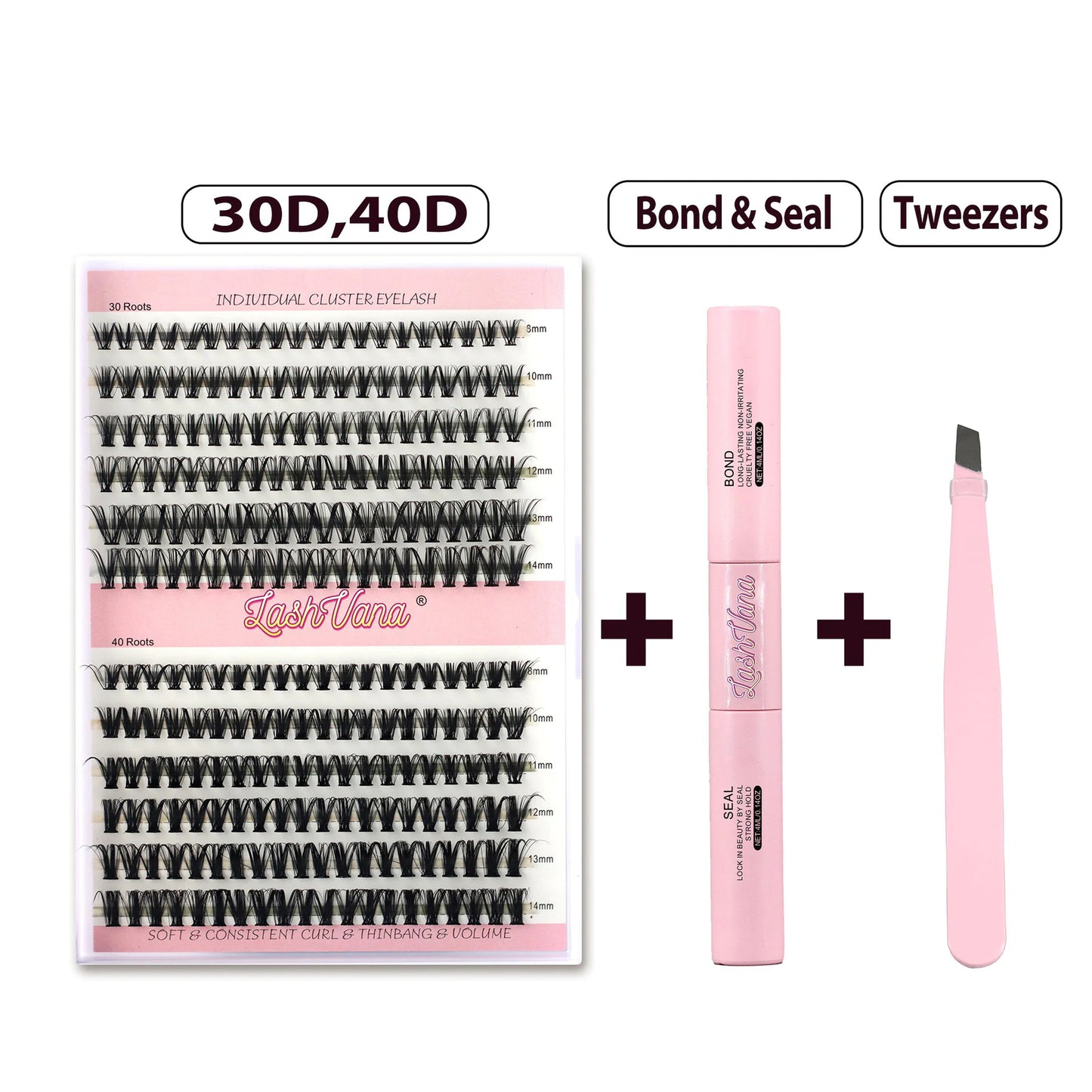 Kit d'extension de cils DIY - 240 cils groupés avec colle et joint 