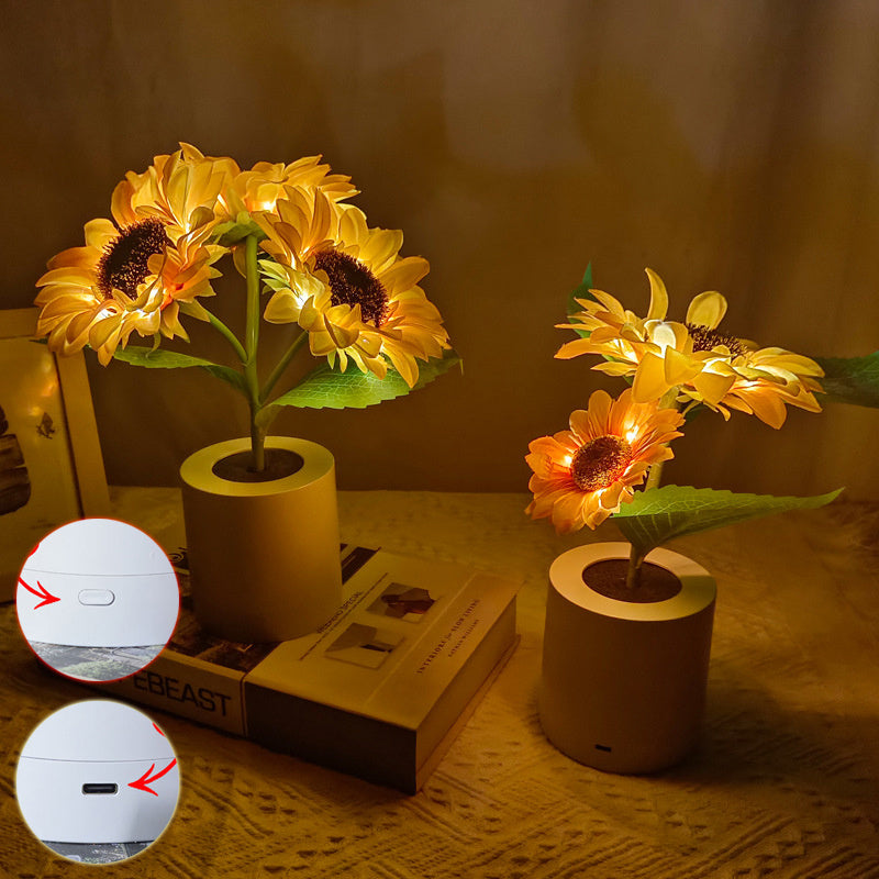 Wiederaufladbare Sonnenblumen-LED-Simulations-Nachtlicht-Tischlampe, Simulationsblumen, dekorative Schreibtischlampe für Restaurant, Hotel, Hochzeitsgeschenk